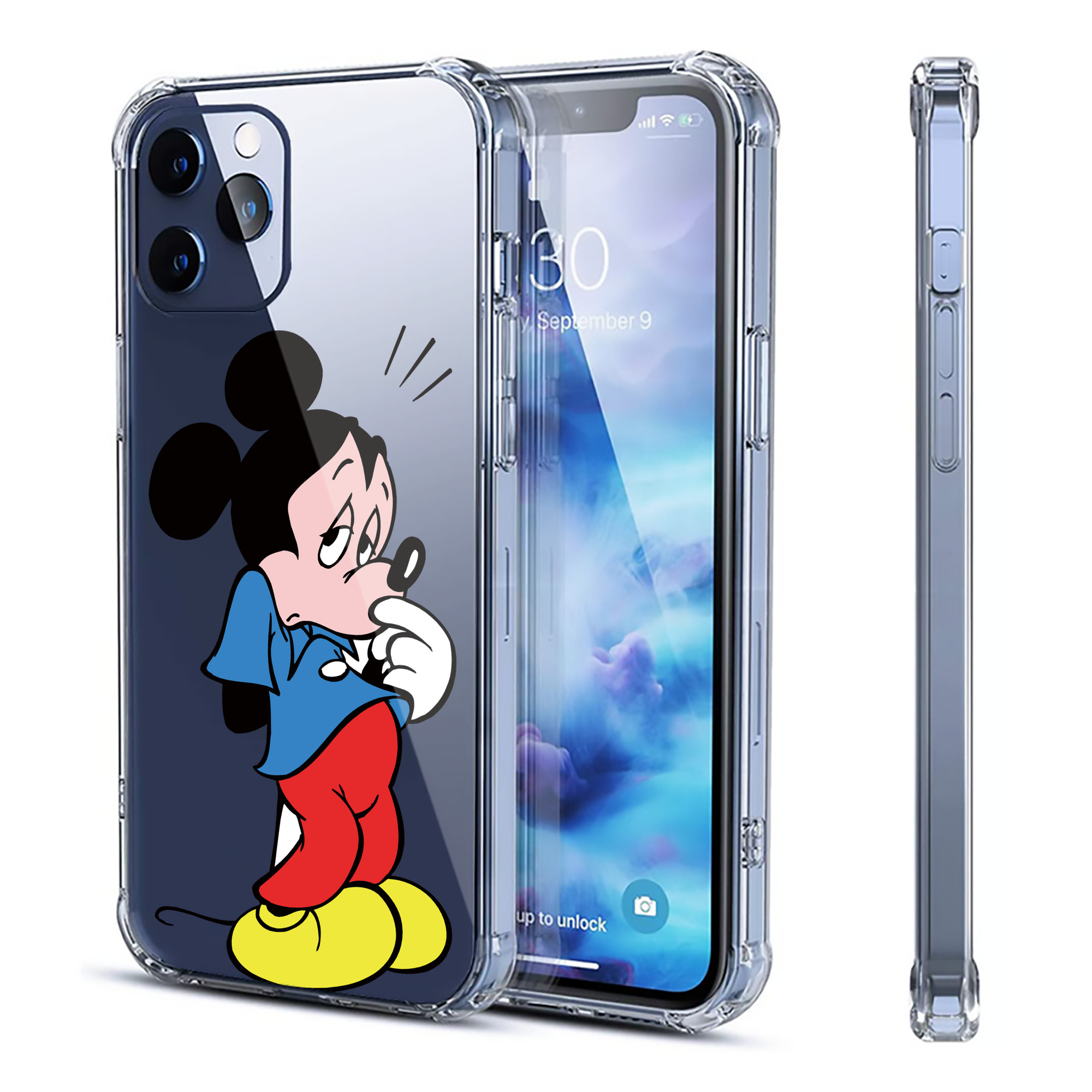 （画像用） ミッキーマウス Mickey Mouse 【iPhone 12シリーズ対応】透明スマホケース（クリアソフトケース）